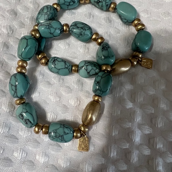 Robert Lee Morris Turquoise and Gold Bracelet Duo - Picture 3 of 3